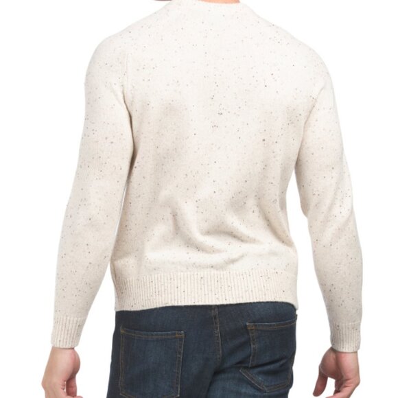 NEW THEORY Dinin Wool And Cashmere Crew Neck Sweater cream multi for men 1065tn - Picture 2 of 2